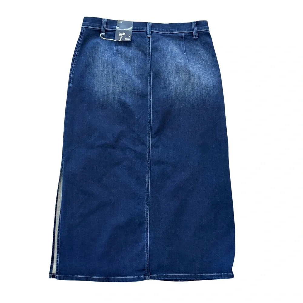 Inc Denim Button Front Midi Skirt Y2K Size 10 with Side Slits - Picture 2 of 5